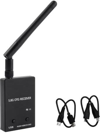 Ctwezoikmt UVC OTG 5.8G 150CH Audio FPV Empfänger Schwarz Empfänger Kunststoff Empfänger Vollkanal für Android Handy Tablet Transmitter RC Drohne Teile