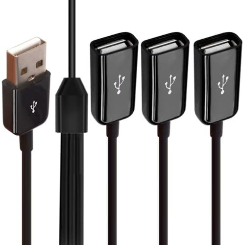 HTGuoji 3-in-1 USB 2.0 A Male to 3 Female A Expander HUB for Charging & Data Syncing, Compatible with All USB A Devices