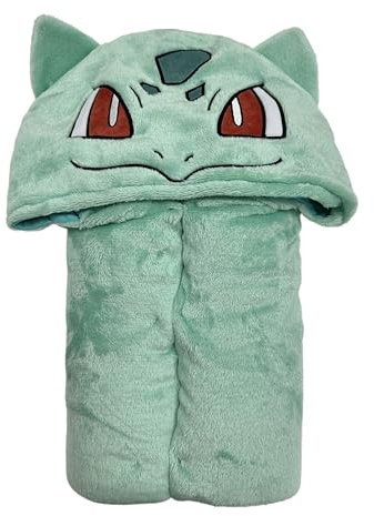 Homadict – Decke mit Kapuze Pokémon – Bisasam – 120 x 150 cm – weich & bequem – offizielles Lizenzprodukt, Gelb