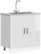 IKAYAA Armario Bajo para Fregadero Kalmar, Mueble Fregadero Cocina, sin encimera, 80 x 46 x 81.5 cm Blanco Brillante