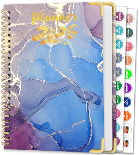 AEYAKA 2026 Planner Kalender – Vecko- & Månadskalender med Hård Omslag 15,8×21,7 cm, Blommönster, Anteckningssidor & Klistermärken, Planeringsbok för Arbete, Studier & Hemmet A264