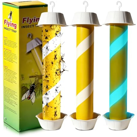 Fliegenfalle für Innenbereich & Außenbereich, Pengrity 3er Fliegenfänger & Mückenfalle mit Klebestreifen, Gegen Mücken, Fliegen Fallen zum Stellen & Aufhängen, Fly Trap zum Stellen & Aufhängen（Gelb）