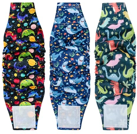 PLUSHCEWT 3er Pack Hundewindeln für Rüden Waschbare Windeln Rüden, Dunkle：M | Hundediaper Hochsaugfähig Auslaufsicher Rüdenwindel für Inkontinenz,Aufgeregtes Harnen und Training für Welpen Alte Hunde