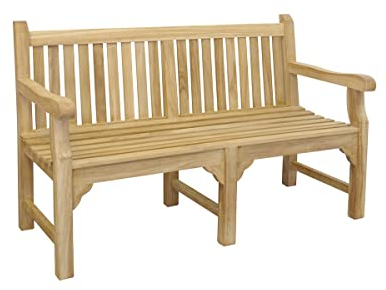 Antike Fundgrube Gartenbank Sitzbank Park Bench 2-Sitzer Teakholz unbehandelt B: 150 cm (8967)