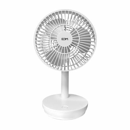 EDM 33501 Ventilador de Sobremesa Recargable 5W, Blanco, 17 cm