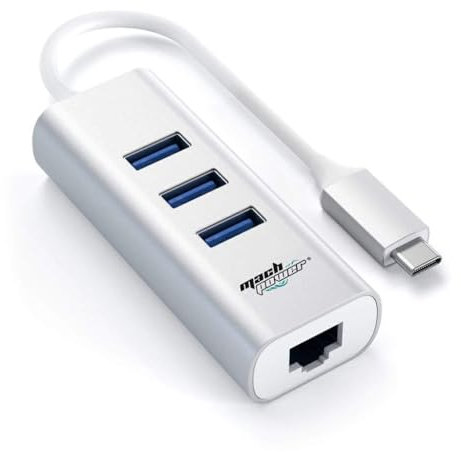 MACHPOWER ADATTATORE USB C TO LAN 1000MBPS WITH HUB 3 USB 3.0 CAVO 20CM