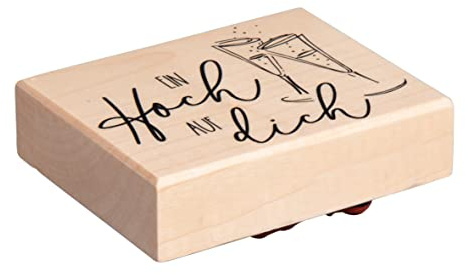 Rayher Stempel Holz, EIN Hoch auf Dich, 6 x 8 cm, Motivstempel Holz, Holzstempel, Stempel Geburtstag, Stempel Hochzeit, Butterer Stempel, 29233000 Natur