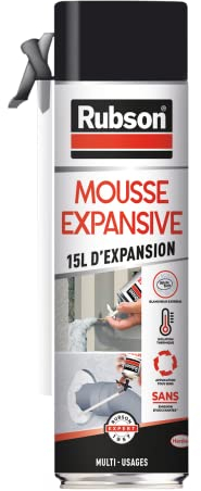 Rubson Mousse Expansive Multi-usages, Mousse Polyuréthane Pour Isolation, Calage Et Rebouchage, Ultra Blanche, 15 Litres D'expansion