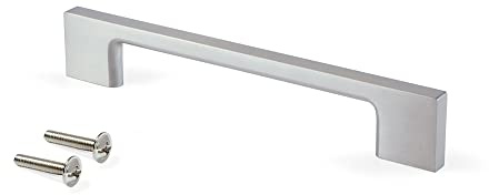 Emuca - Möbelgriff, Achsabstand 160 mm, L192mm, Zamak, Satiniert vernickelt, 5 St.