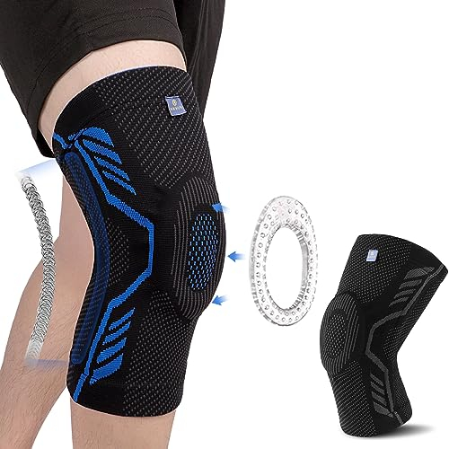 ABYON Ginocchiera Ortopedica, 1 Pack Tutore Ginocchio Compressione con Stabilizzazione Laterale e Cuscinetto in Gel per Rottura del Menisco, Artrite, Corsa, Palestra