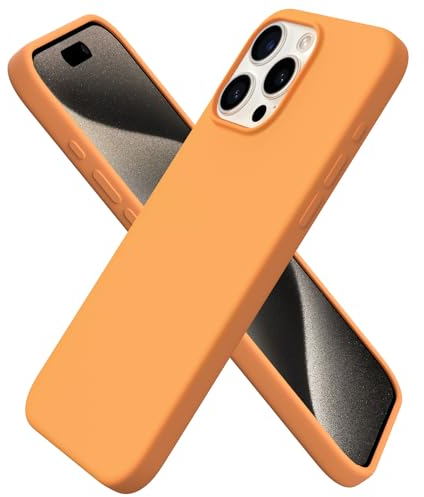 ORNARTO Compatible with iPhone 15 Pro Max Case 6.7, Slim Liquid Silicone 3 Layers Full Covered Soft Gel Rubber 15 Pro Max iPhone Case Cover 6.7 inch-Orange