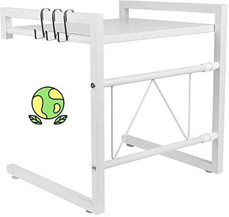 HUOLE Estante de Pared para microondas, Horno, Estante de microondas, Resistente para Almacenamiento de vajilla, Ahorro de Espacio, para el hogar-42cm(40-65cm)-Blanco