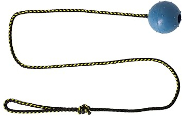 Dingo Hundeball – vollständig mit Gummi gefüllt, mit 100 cm langem Seil – geeignet zum Apportieren, Hundesport, Agility, Tauziehen, Spielen – mittlere Größe – zufällige Farbe (17318-2)