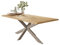 Liadomo Esstisch 220x100 Isa Natur, Baumkantentisch, Akazie Massivholz Tisch, 26mm Tischplatte Lackiert, Robust & Pflegeleicht, Unikat, Spider-Gestell Metall Silber