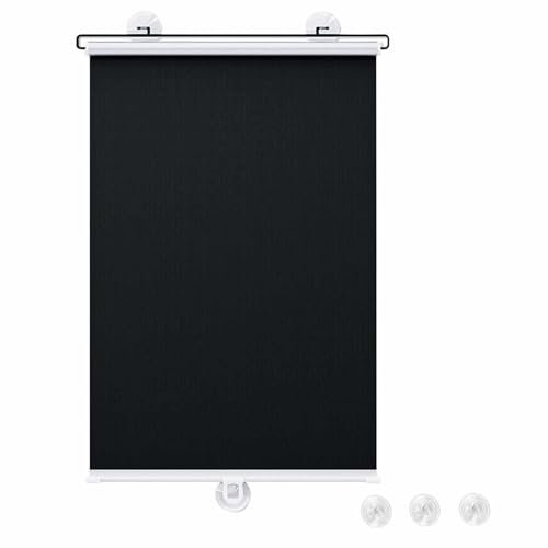 Tenda A Rullo A Ventosa Senza Fili Con Molla,Tende A Rullo Per Finestrini,Tenda Oscurante Per Il Soggiorno,Tenda Termica Avvolgibile Per Camera Da Letto,Sicure Per I Bambini.,Black-40x100cm/16x39in