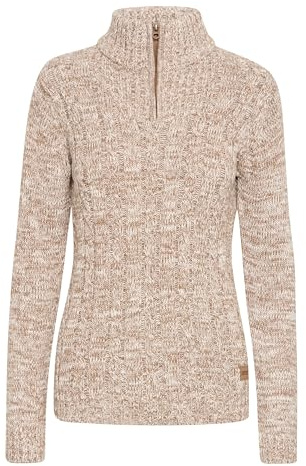 OXMO OXPhepe Damen Strickpullover Troyer Grobstrick Pullover
