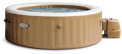 Intex 28412NP - Idromassaggio Gonfiabile Rotondo PureSpa Bubble Massage, 8 Posti, 170 Getti, PVC, Beige, 236x71 cm