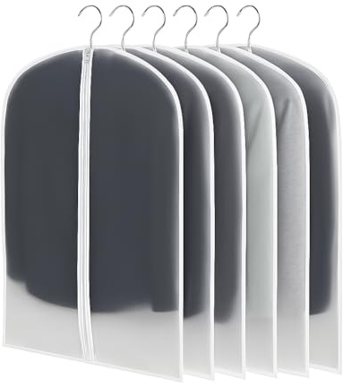 CNMTCCO Transparent Dustproof Suit Covers Set of 6, Dustproof Rain Resistant Suitable for Storage and Protection of Dresses Jackets and Evening Shirts (60 * 140CM)