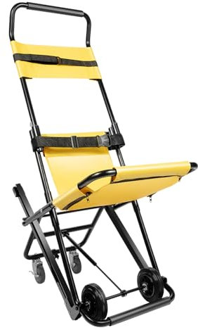 Silla de escalera manual plegable Silla de escalera de emergencia Transferencia de escalera Silla de ruedas con 4 ruedas Asiento ajustable Escalera móvil para personas mayores con discapacidades