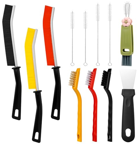 12 Pack Crevice Cleaning Brush Set, Hard Bristle Cleaning Supplies for Kitchen, Bathroom, Corner, Grout, Sink, Cup, Teapot, Bottle, Blender