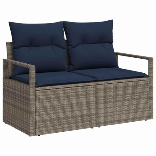 vidaXL Sofa Set mit Kissen Grau Poly Rattan, Moderne rechteckige Garten-Sofaset, haltbar, UV-beständig, modulare Möbel, Sitzgruppe, Pool- und Loungemöbel