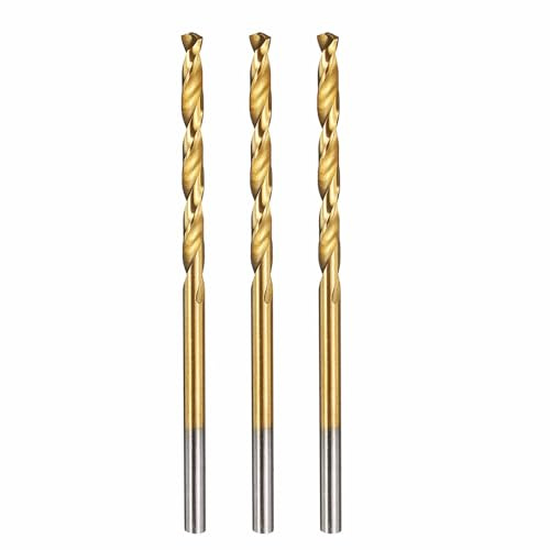 Kozelo 3pcs Drill Bit 2.5mm Diameter M42 8% Cobalt HSS for Hard Metal | Cutting Tool for Machining Hard Metal Stainless Steel Woodworking Handicraft Use, 135° Cutting Angle TiN