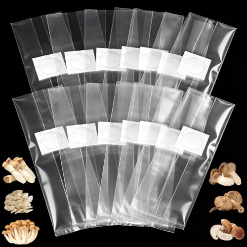 50 sacchetti per la coltivazione di funghi, 25x50 cm, per la coltivazione di funghi, con filtro, per la coltivazione di funghi, per professionisti, privati per funghi Enoki