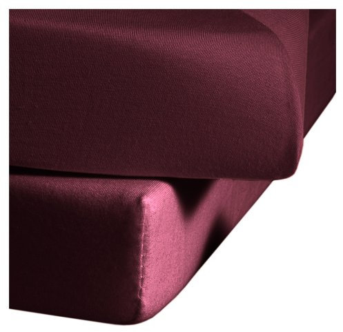 fleuresse Jenny C klassisches Jersey-Spannlaken, 100% Baumwolle, mit praktischem Rundumgummi, Fb. Pflaume, Größe 200 x 200 cm, auch passend für 180/190 x 200
