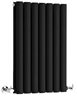 Milano Aruba Black Horizontal Double Oval Panel Radiator - 635mm x 415mm