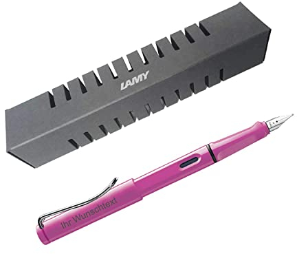 Lamy Füllhalter safari Modell 013, Feder LH, Farbe pink, inkl. Gravur, für Linkshänder