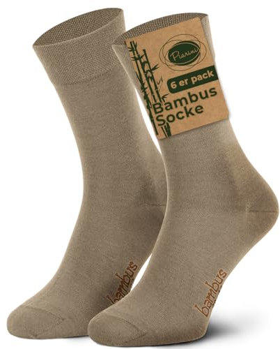 Piarini - Lot de 6 paires de chaussettes pour homme - sans élastique - bambou - beige - 43-46