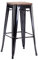 Duhome Barhocker Eisen Barstuhl, Sitzhöhe 76cm Tresenhocker, Stapelbar Metall Bistrohocker mit Fußstütze, Stizfläche aus Holz, Schwarz+Dunkles Holz
