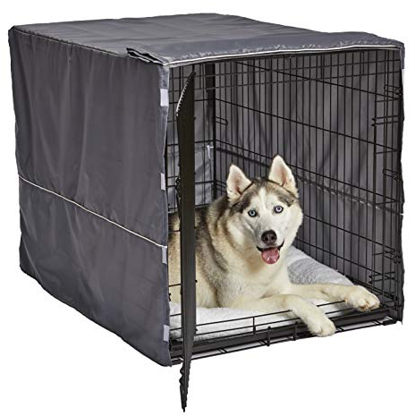 New World Pet Products MidWest BCVR-42GY Hundebox-Abdeckung, Sichtschutz für MidWest-Hundeboxen, maschinenwaschbar und trocknergeeignet; hellgraues Designer-Muster