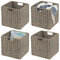 mDesign 4er-Set Aufbewahrungskorb – faltbare Aufbewahrungsbox aus Seegras – Regalkorb mit Flechtmuster – ideal zur Aufbewahrung in Würfelregalen – grau