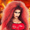 Amakando Extravagante Teufelperücke mit Wilder Mähne/Rot-Schwarz/Damen-Perücke Dämonin mit Langen Haaren/Genau richtig zu Halloween & Fastnacht