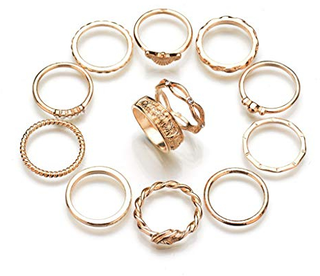 U/K NützlichKnöchelring Set Midi Ring Schmuck Geschenk Geeignet Für Frauen 12 Stück Set Golden Neu Freigegeben und Beliebt