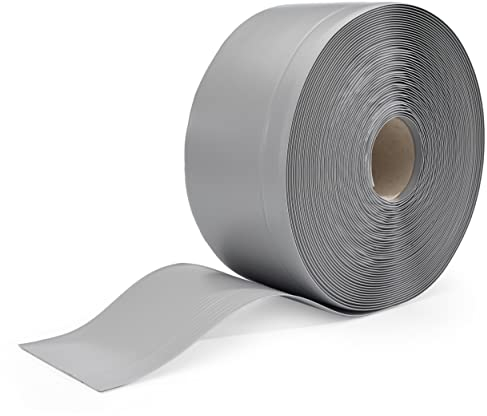 Battiscopa morbido, battiscopa senza nastro adesivo – 100 mm x 25 mm – Listello terminale, larghezza barra piegata – per pareti, pavimento – PVC, flessibile, impermeabile, decorativo, 10 metri, grigio