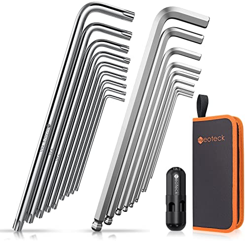 Neoteck Llaves Allen 18 Pcs Juego Llaves Allen con Mango en T y Bolsa de Almacenaje Llaves de Torx Hexagonal de Acero CromadoS2 para Ensamblaje de Muebles, Reparación de Bicicletas, Bricolaje