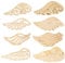 FRUHLING 80 Stück Natur Holzscheiben Engelsflügel Streudeko Holz Verzierung Holz Ausschnitte Holzstücke für DIY Basteln Handwerk Weihnachten Hochzeit Geburtztag Deko 4 Stile