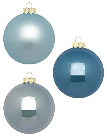 Inge Glas Weihnachtskugeln 10cm in Karton-Box | 6 XL Christbaumkugeln groß | Kugeln aus Glas (Elysian Blue | blau)
