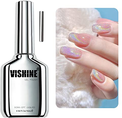 Vishine 16ml Soak Off 9D Wide Cat eyes Magnetic Gel Polish Bright Silver UV Gel Nail Polish Enamel Lacquer Glitter Velvet Nail Art Varnish