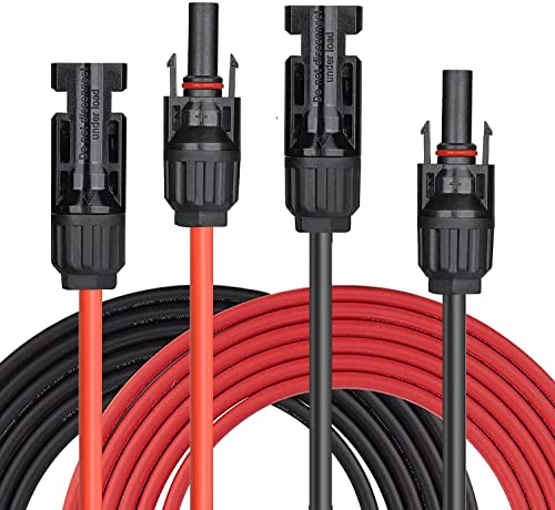 GLIESE Solarkabel Kabel H1Z2Z2-K, Solar Verlängerungskabel mit Solarpanel Buchse und Stecker,Rot+Schwarz Solar Kabel Für Solarpanel Kabel (4mm² 1m)