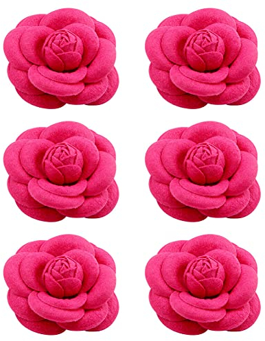 Broche Femme Avec Camélia Fleur,6pcs Élégant Broches Accessoires Pour Cheveux Corsage De Fleurs En Tissu Fait à La Main,Fleur Pince À Cheveux Vêtements Pin Décoratifs Pour Robes,Chapeaux