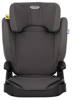 Graco Junior Maxi™ i-Size R129 Kindersitz, ca. 3,5 bis 12 Jahre (100 bis 150 cm), Kindersitzerhöhung, Kopfstütze höhenverstellbar, leicht, mit Getränkehalter, grau, Iron