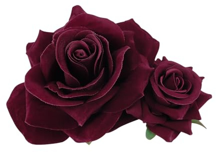 ZJIVQO Red Rose Hair Clip Flower Hairpin Brooch Velvet Ornament Rose Flower Hair Accessories for Woman Girl Ladies Wedding Hair Clip Flamenco Dancer Valentines Day Decoration, Wine Red