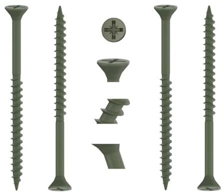 RADSO® 10g (5.0 x 50mm) Decking Screws Pozi Drive Flat Double Countersunk Head Exterior Green Organic Finish Anti Corrosion Woodscrews For Decking Fence Floorboard Hardwood Softwood (Pack of 50)