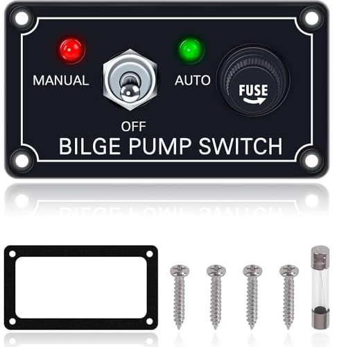 CENPEK 1 Stück 3-Wege-Bilgenpumpen-Schalttafel (manuell-aus-automatisch) mit LED-Anzeige, Kippschaltertafel zur Steuerung der 12-V-Gleichstrom-Bilgenpumpe, eingebauter 5-A-Leistungsschalter