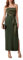 GRACE KARIN Vestido largo de noche para mujer, con abertura, elegante, de satén, sin tirantes, sexy, para cóctel, bodycon, Verde militar., 38