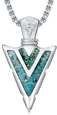 Suiknsn Arrowhead Necklace for Men Women 925 Sterling Silver Malachite Turquoise Amulet Necklace Celtic Jewelry Fathers Day Mothers Day Gifts Native American Necklace