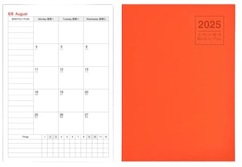 Joucien Minimalistisches Business-Büro-Leder-Notizbuch, Tagesplanung, Zeitmanagement-Notizbuch, Orange – Leder, A5